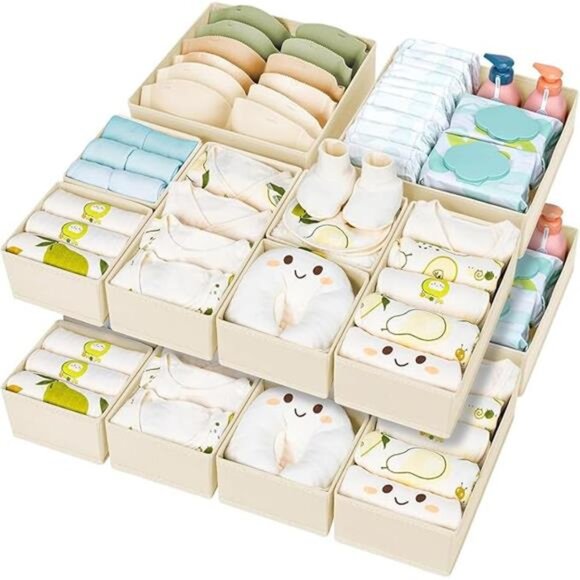 Drawer Organizer Set 15 Pack Foldable Closet Dresser Storage Bins for Clothes So - Picture 7 of 7